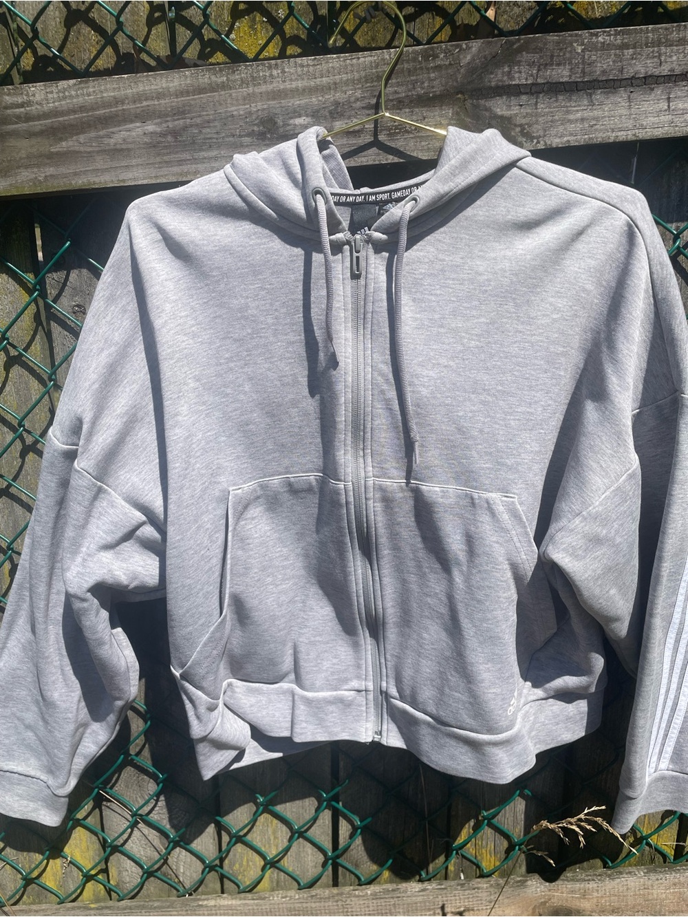 adidas Light Gray Full-Zip Hooded Jacket